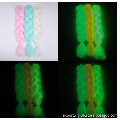 Jumbo Braiding Hair Extensions Glowing In The Dark Shining Synthetic Braid For Festival Cosplay Hair Braids For Darkness